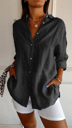 Chemise légère à texture plissée et coupe fluide pour femme