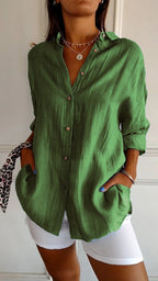 Chemise légère à texture plissée et coupe fluide pour femme