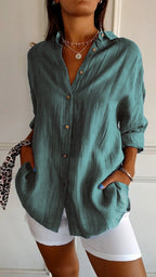 Chemise légère à texture plissée et coupe fluide pour femme