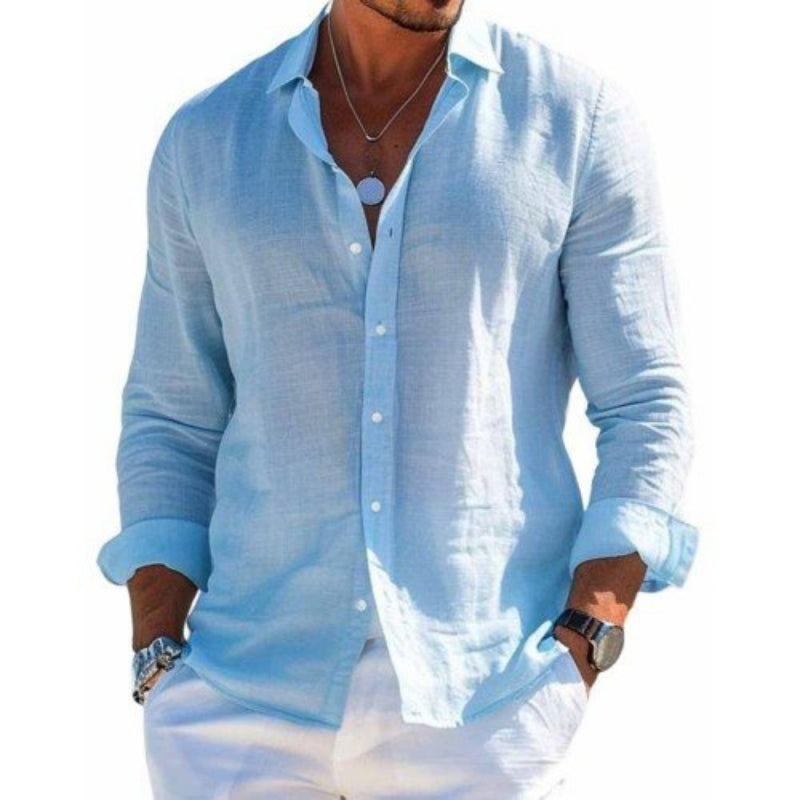 Chemise lin col classique manches longues