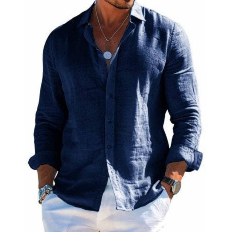 Chemise lin col classique manches longues