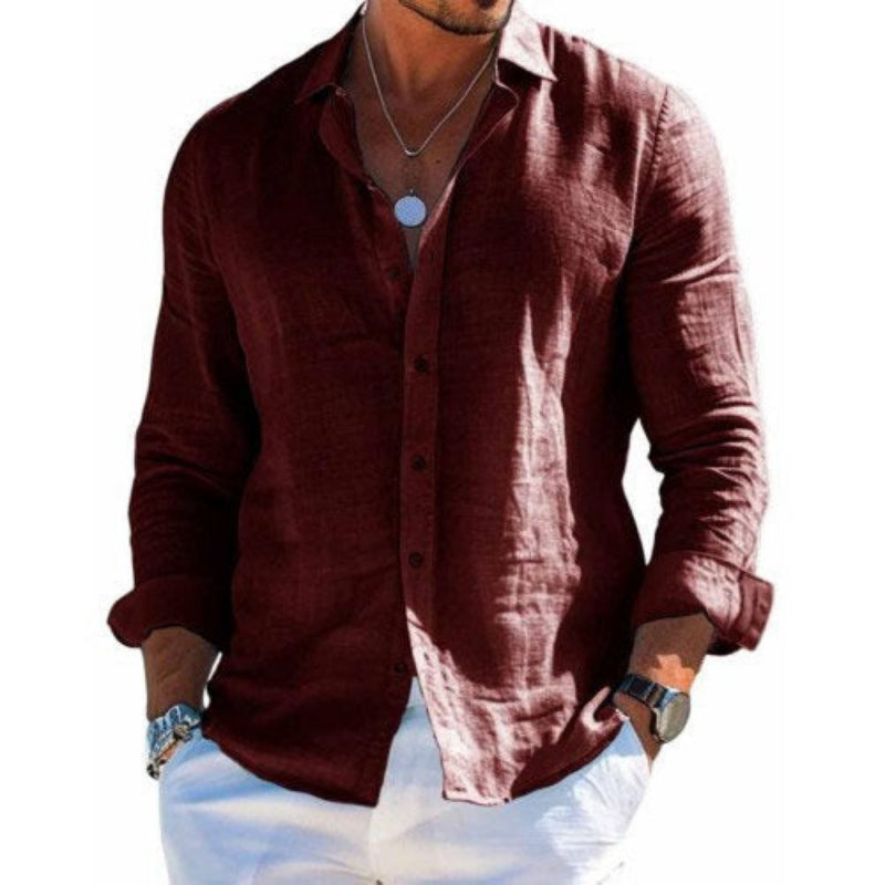 Chemise lin col classique manches longues