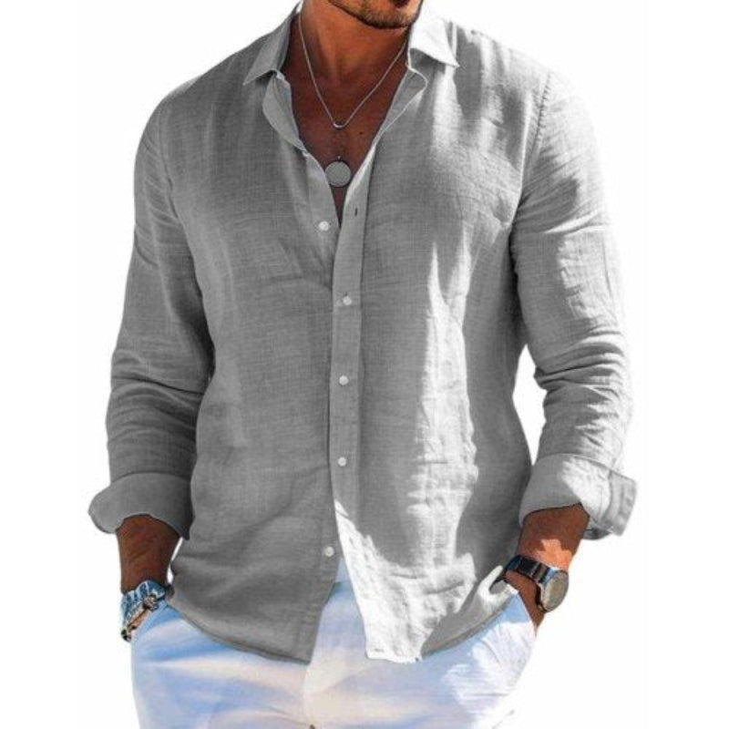 Chemise lin col classique manches longues
