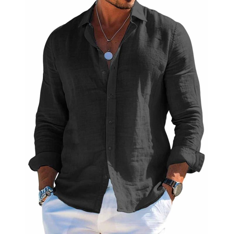 Chemise lin col classique manches longues