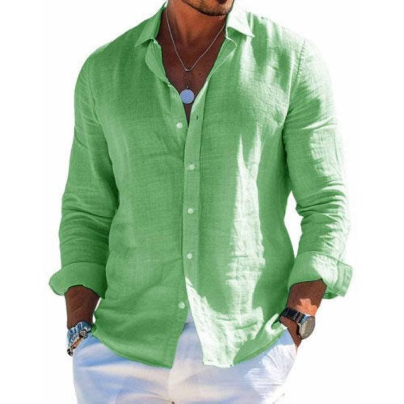 Chemise lin col classique manches longues