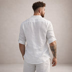 Chemise lin col mao manches longues pour homme
