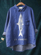 Chemise lin imprimé sardine poisson