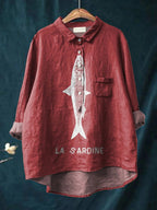 Chemise lin imprimé sardine poisson