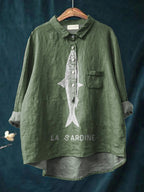 Chemise lin imprimé sardine poisson