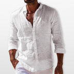 Chemise lin légère col classique manches longues pour homme