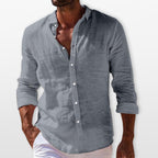 Chemise lin légère col classique manches longues pour homme