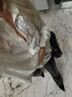 Chemise oversize à sequins éclatants pour femme