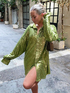 Chemise oversize à sequins éclatants pour femme
