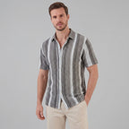 Chemise rayée à manches courtes coupe droite pour homme