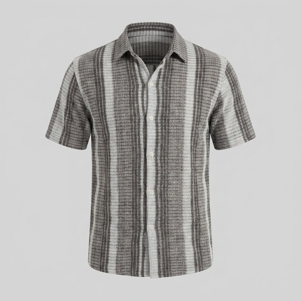 Chemise rayée à manches courtes coupe droite pour homme
