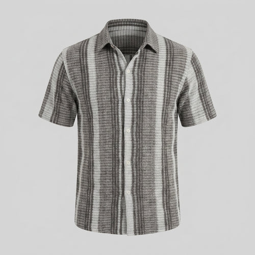 Chemise rayée à manches courtes coupe droite pour homme