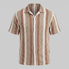 Chemise rayée à manches courtes coupe droite pour homme