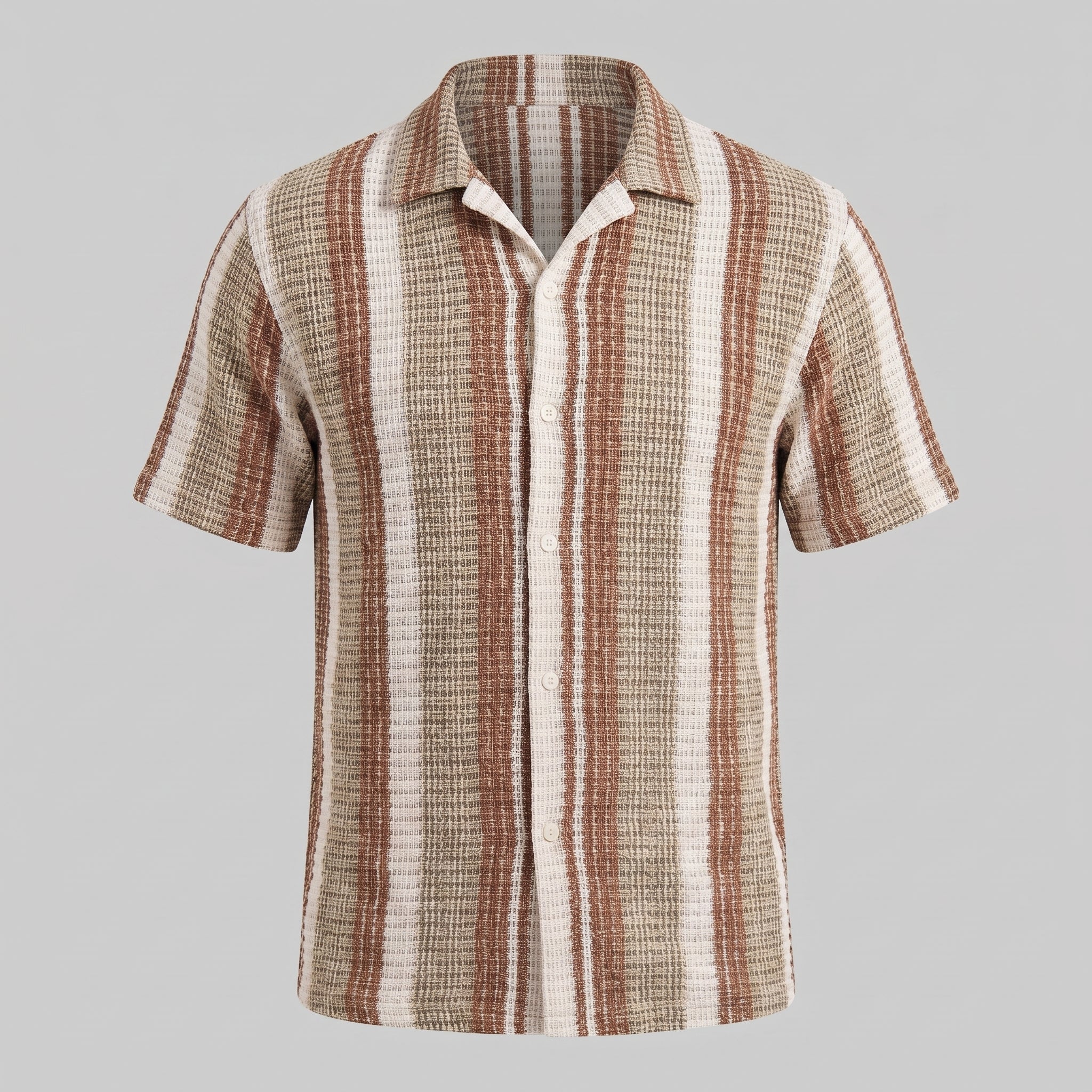 Chemise rayée à manches courtes coupe droite pour homme