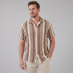 Chemise rayée à manches courtes coupe droite pour homme
