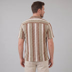 Chemise rayée à manches courtes coupe droite pour homme
