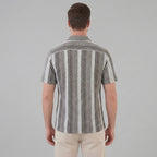 Chemise rayée à manches courtes coupe droite pour homme
