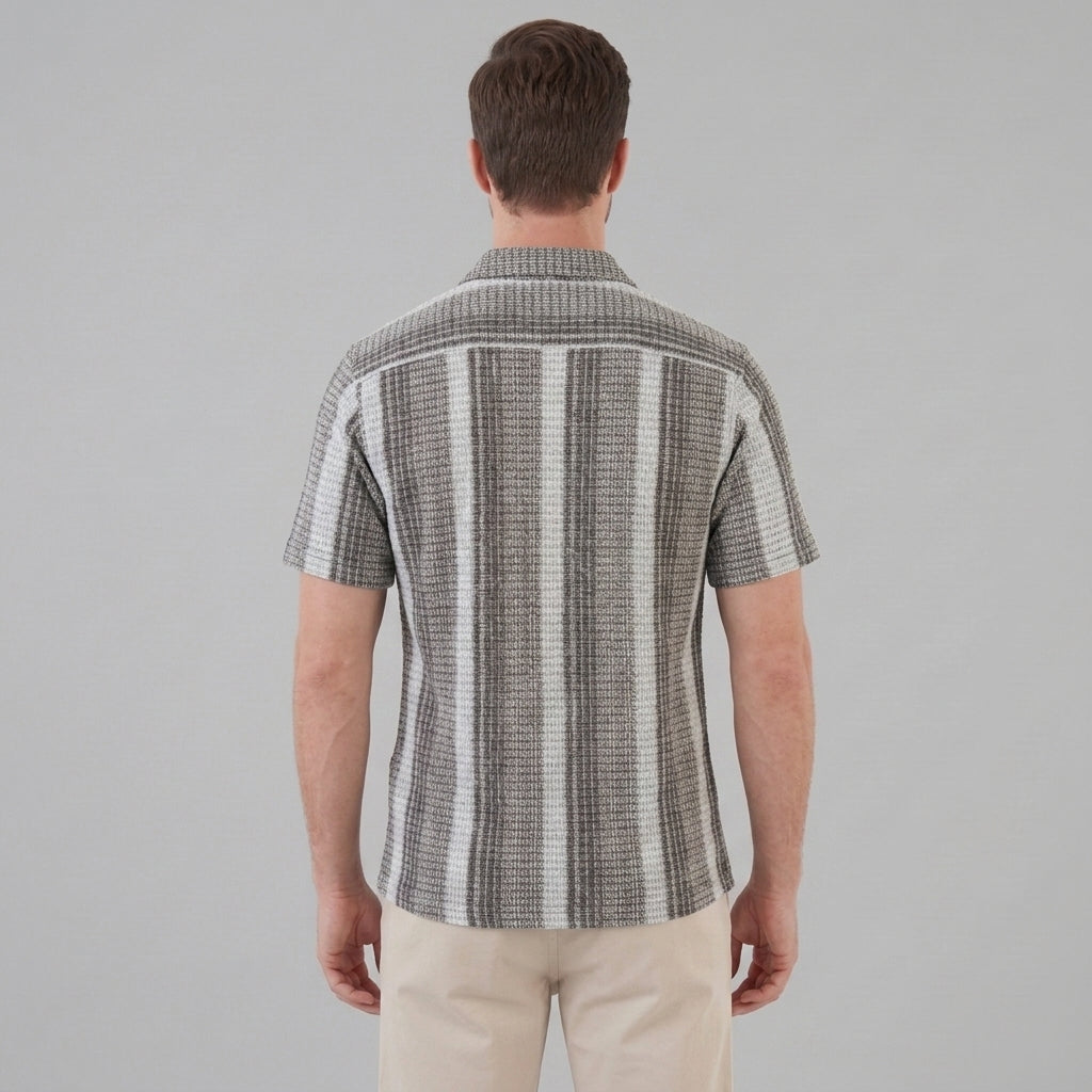 Chemise rayée à manches courtes coupe droite pour homme
