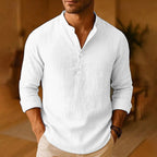 Chemise tunique en lin col montant pour homme