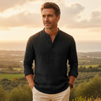 Chemise tunique en lin col montant pour homme