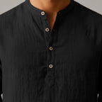 Chemise tunique en lin col montant pour homme