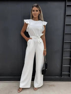 Combinaison large manches volantées avec ceinture pour femme