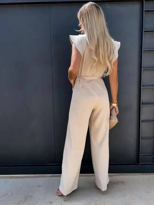 Combinaison large manches volantées avec ceinture pour femme