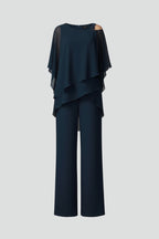 Combinaison pantalon large avec superposition fluide pour femme