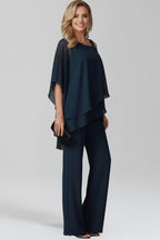 Combinaison pantalon large avec superposition fluide pour femme – vue 2