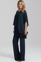 Combinaison pantalon large avec superposition fluide pour femme – vue 4