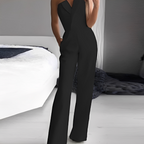 Combinaison pantalon large bustier col tailleur pour femme