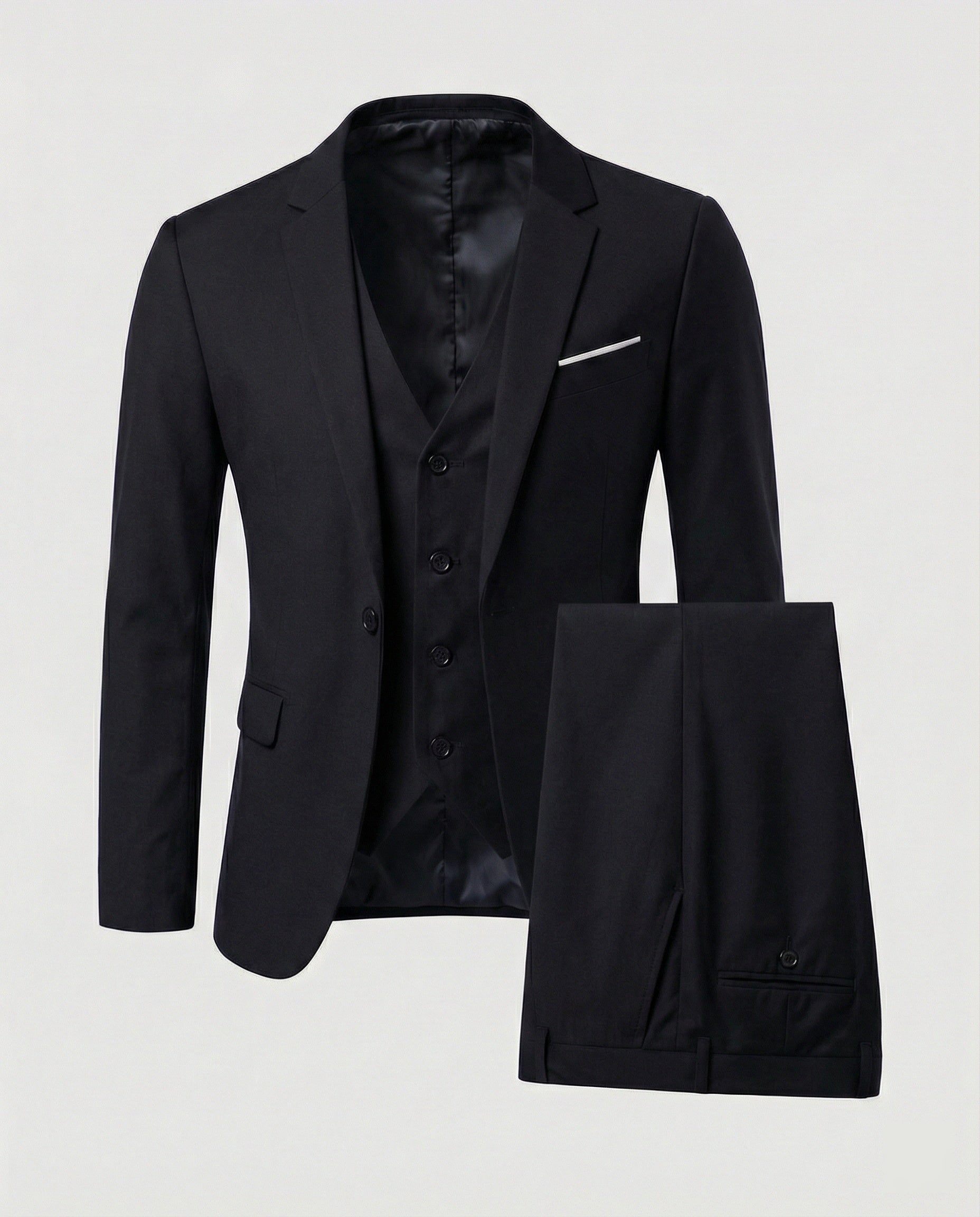 Costume trois pièces ajusté avec gilet noir pour homme