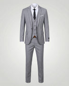 Costume trois pièces veste gilet pantalon gris pour homme