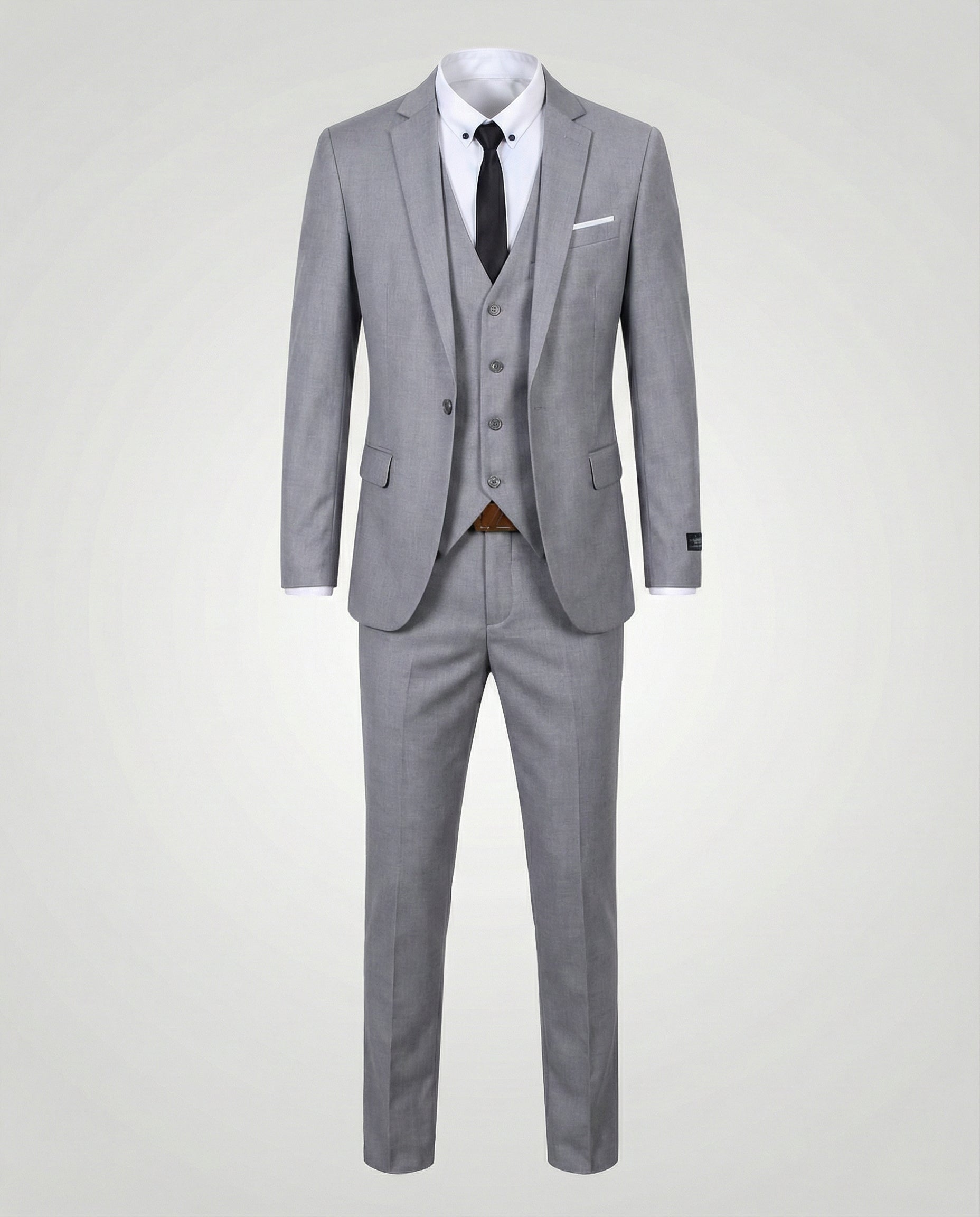 Costume trois pièces veste gilet pantalon gris pour homme