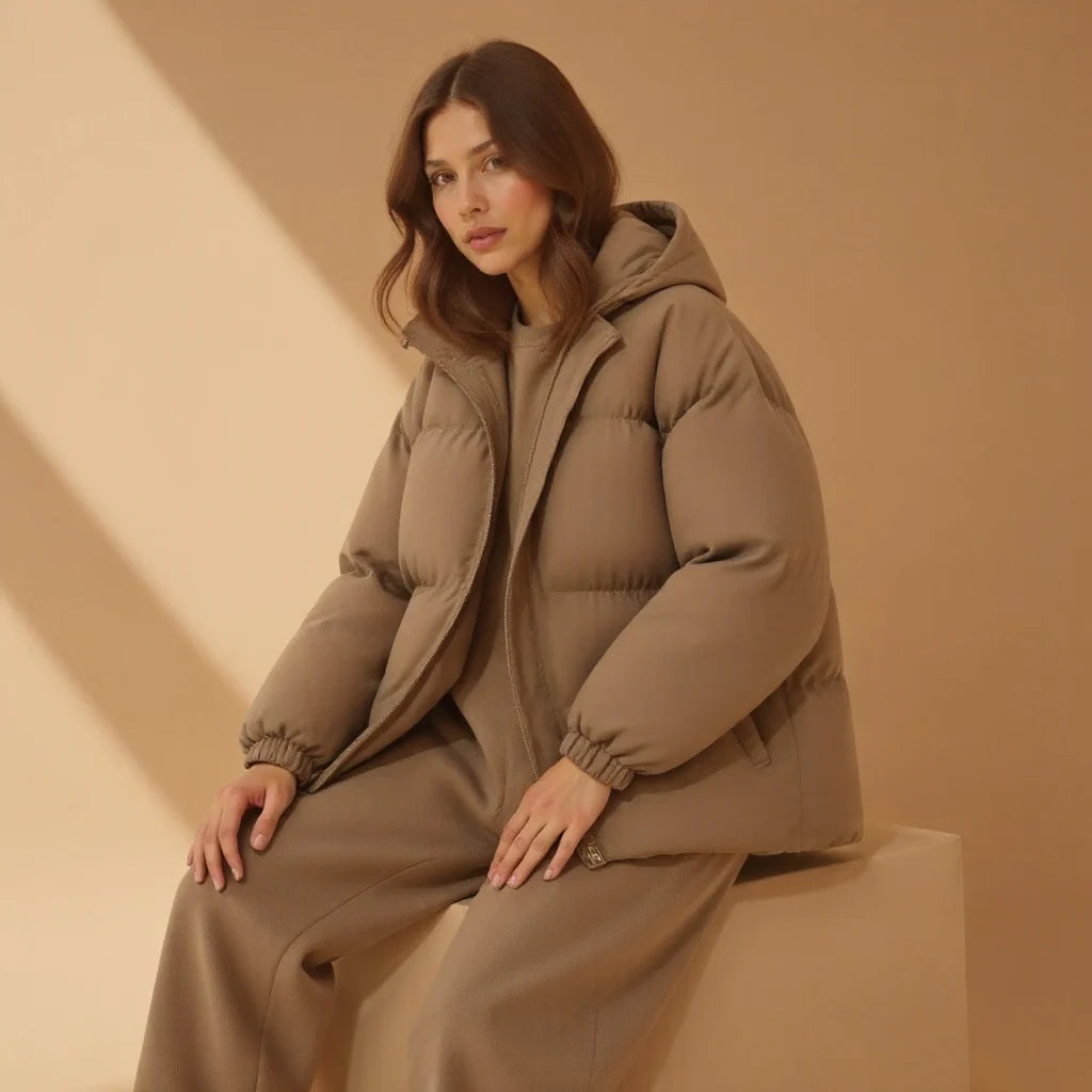 Doudoune courte capuche zippée pour femme