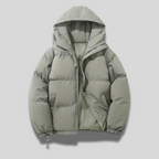 Doudoune courte capuche zippée gris clair pour femme