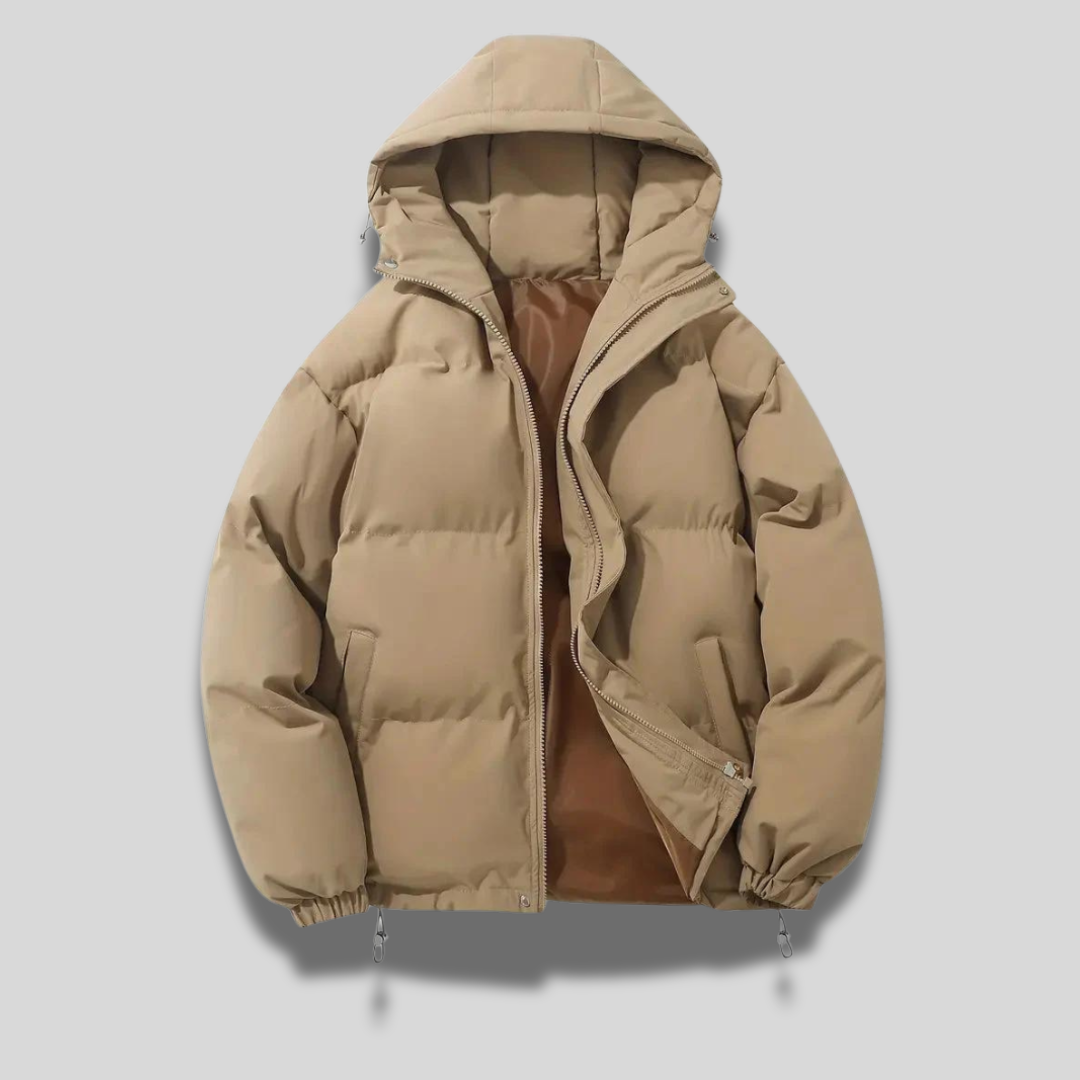 Doudoune courte capuche zippée kaki pour femme