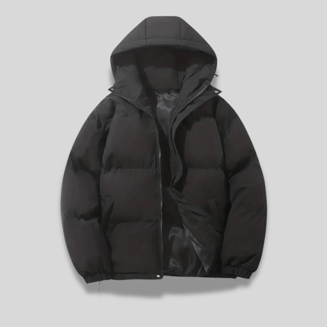 Doudoune courte capuche zippée noir pour femme