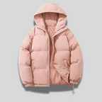 Doudoune courte capuche zippée rose pour femme