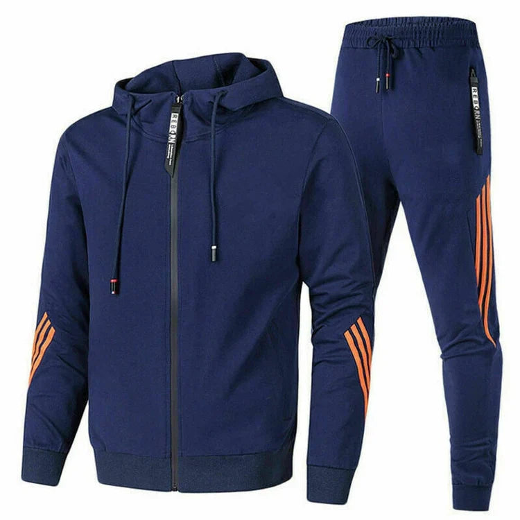Ensemble à capuche avec bandes contrastées bleu marine pour homme