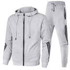 Ensemble à capuche avec bandes contrastées gris pour homme