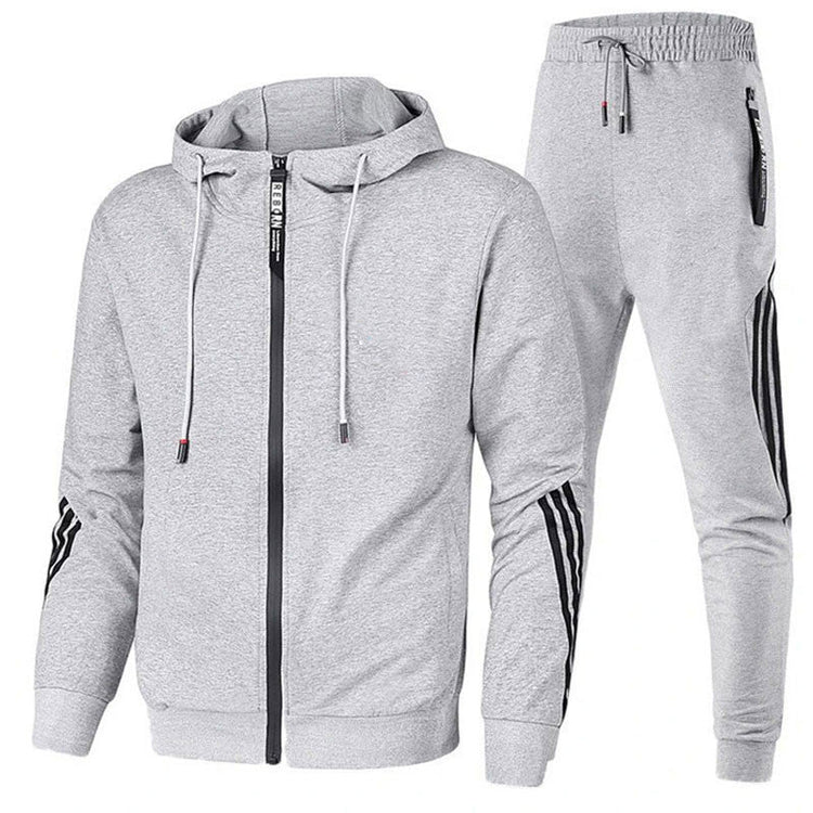 Ensemble à capuche avec bandes contrastées gris pour homme