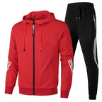 Ensemble à capuche avec bandes contrastées rouge pour homme