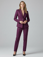 Ensemble blazer ajusté et pantalon droit violet pour femme
