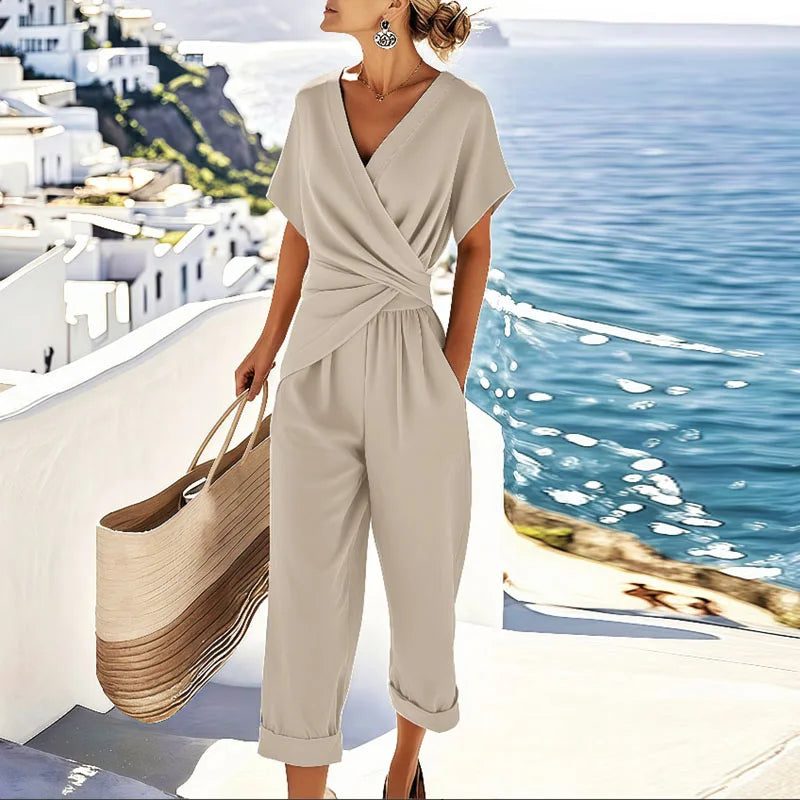 Ensemble cache-cœur et pantalon carotte pour femme