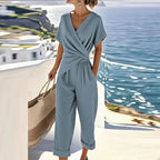 Ensemble cache-cœur et pantalon carotte pour femme